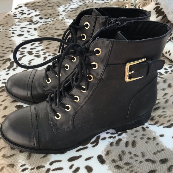 G by Guess Shoes - G by Guess Black Buckle Lace Combat Boots